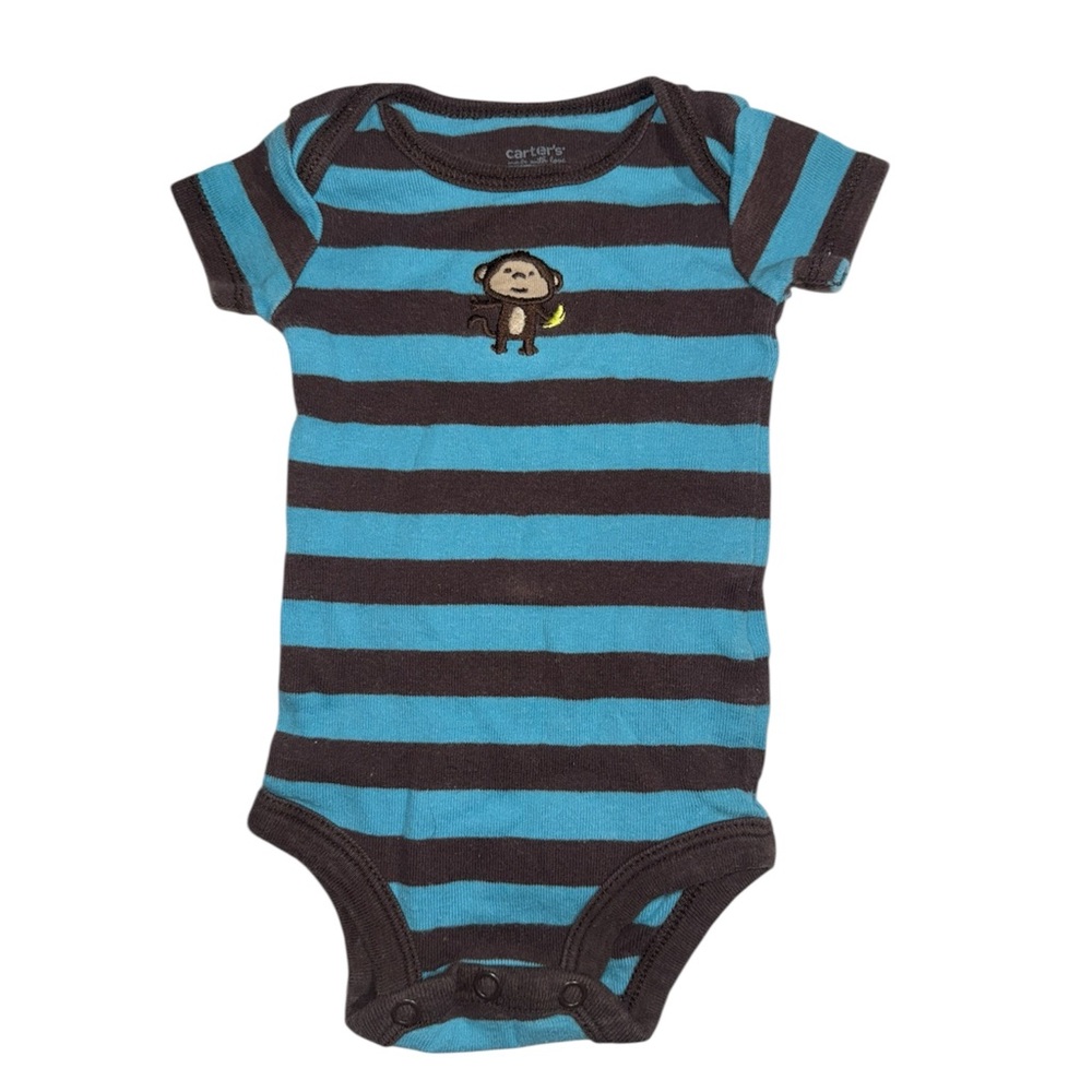 3 FOR $20 CARTER’S Newborn Blue & Brown Striped Cotton Bodysuit